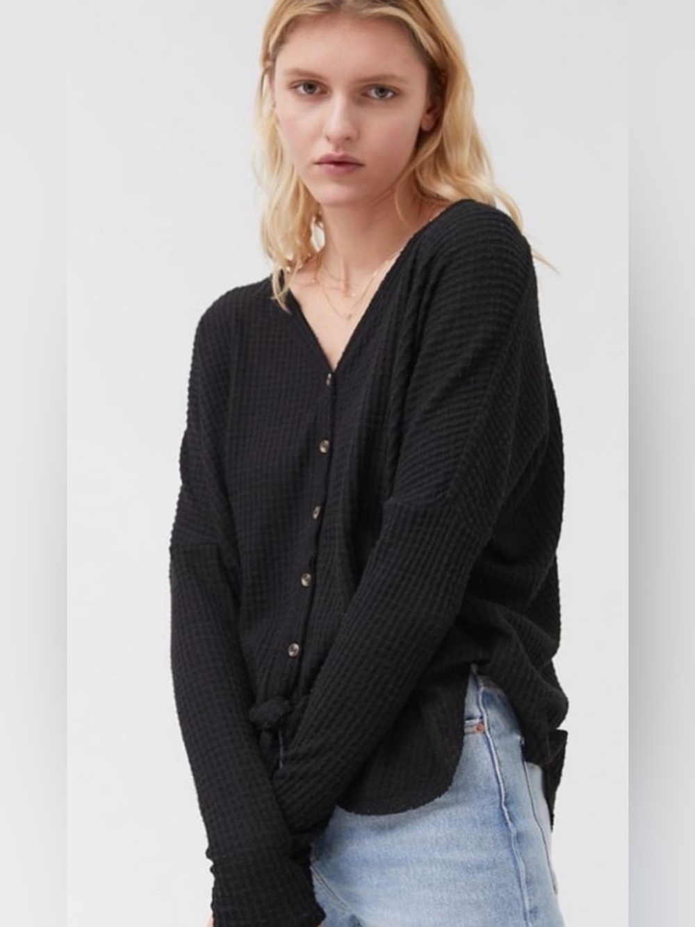 Urban Outfitters Out From Under Jojo Thermal Waffle Knit Oversized Top Small